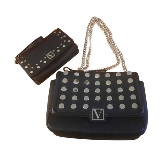 Victoria's Secret The Victoria's Black Medium Shoulder Bag Gold & Studded Cutch - Picture 10 of 10